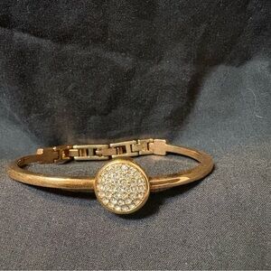 Gold tone Minimalist Anne Klein Bracelet with rhinstine Charm